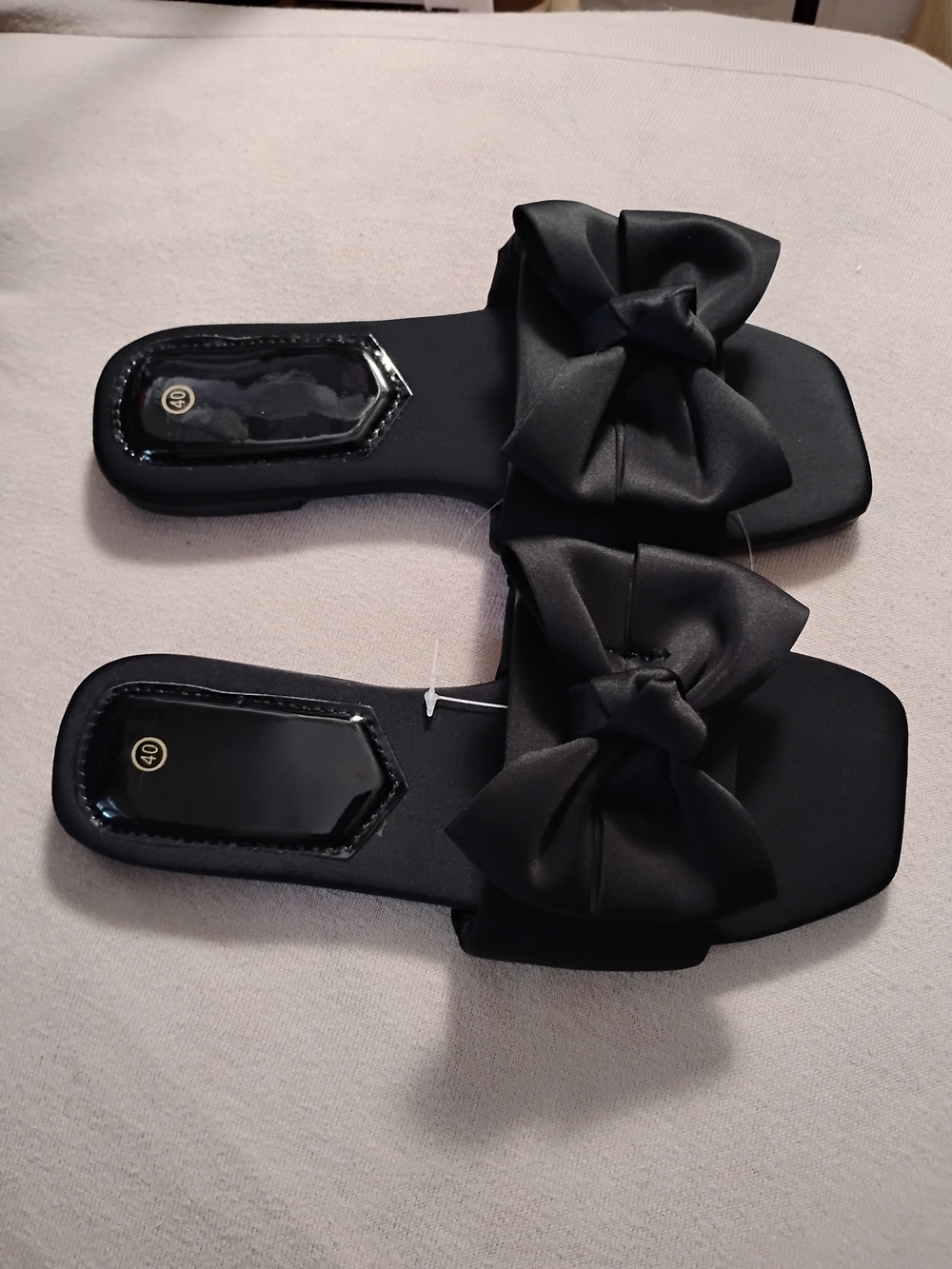 Black Bow Slide Sandals for Women